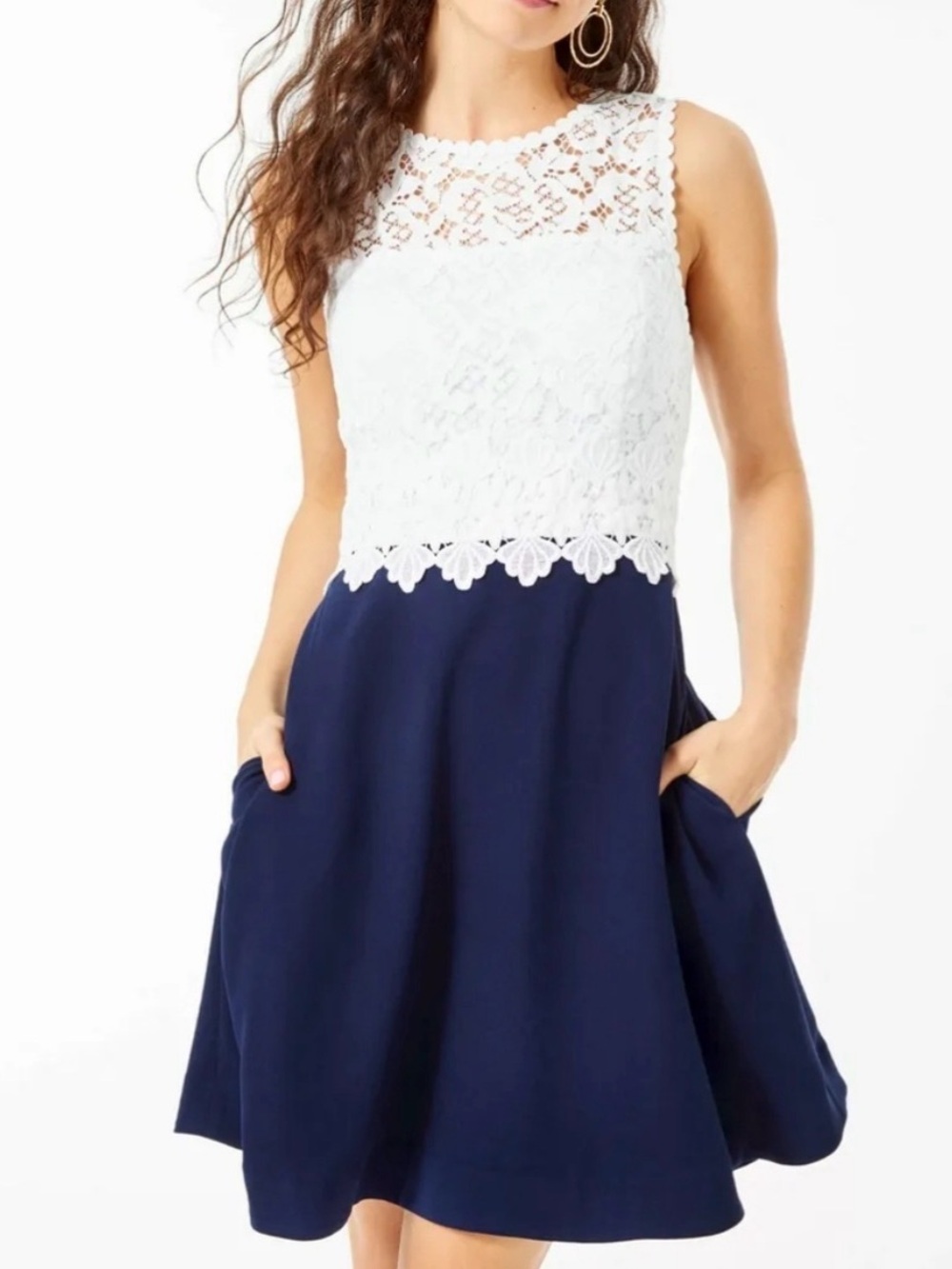 NWT Lilly Pulitzer Carolyn Dress True Navy/White Size 8